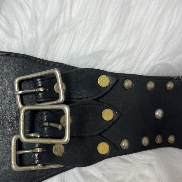 Vintage Ralph Lauren Kidney Leather Studded Corset Belt Women’s Small Black - Picture 2 of 15